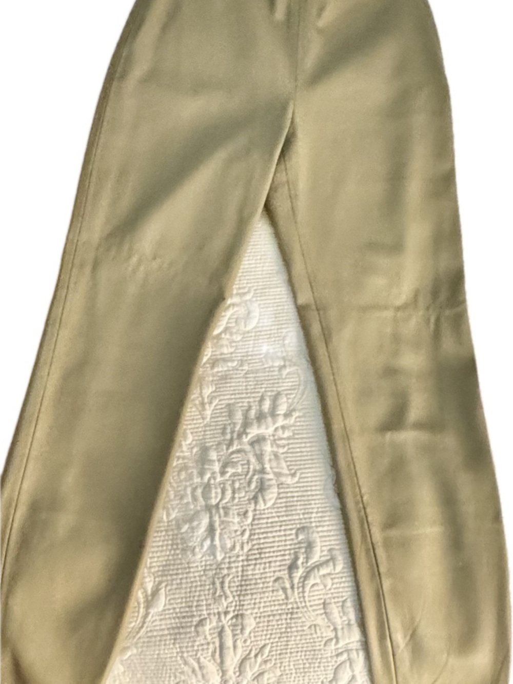 Mango MNG Beige Faux Leather High-Waisted Leggings - Side Zip Split Hem